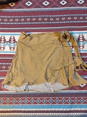 Le Reveur Mustard Gingham Wrap Skirt with Tie size small